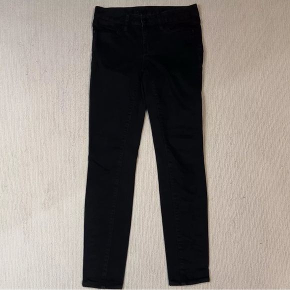 Tory Burch Size 25 Black Denim Legging Jeans Skinny Ankle Low Rise Logo Patch - Picture 4 of 10